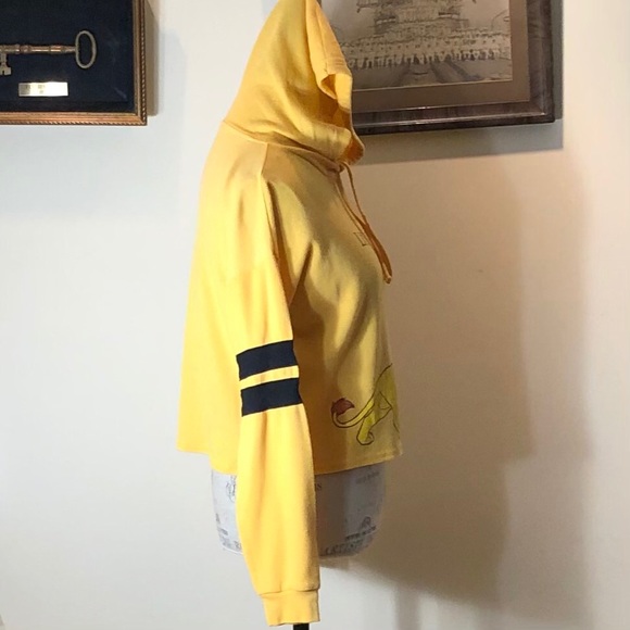 Disney The Lion King Yellow Crop Top Hooded Sz L - Picture 4 of 7